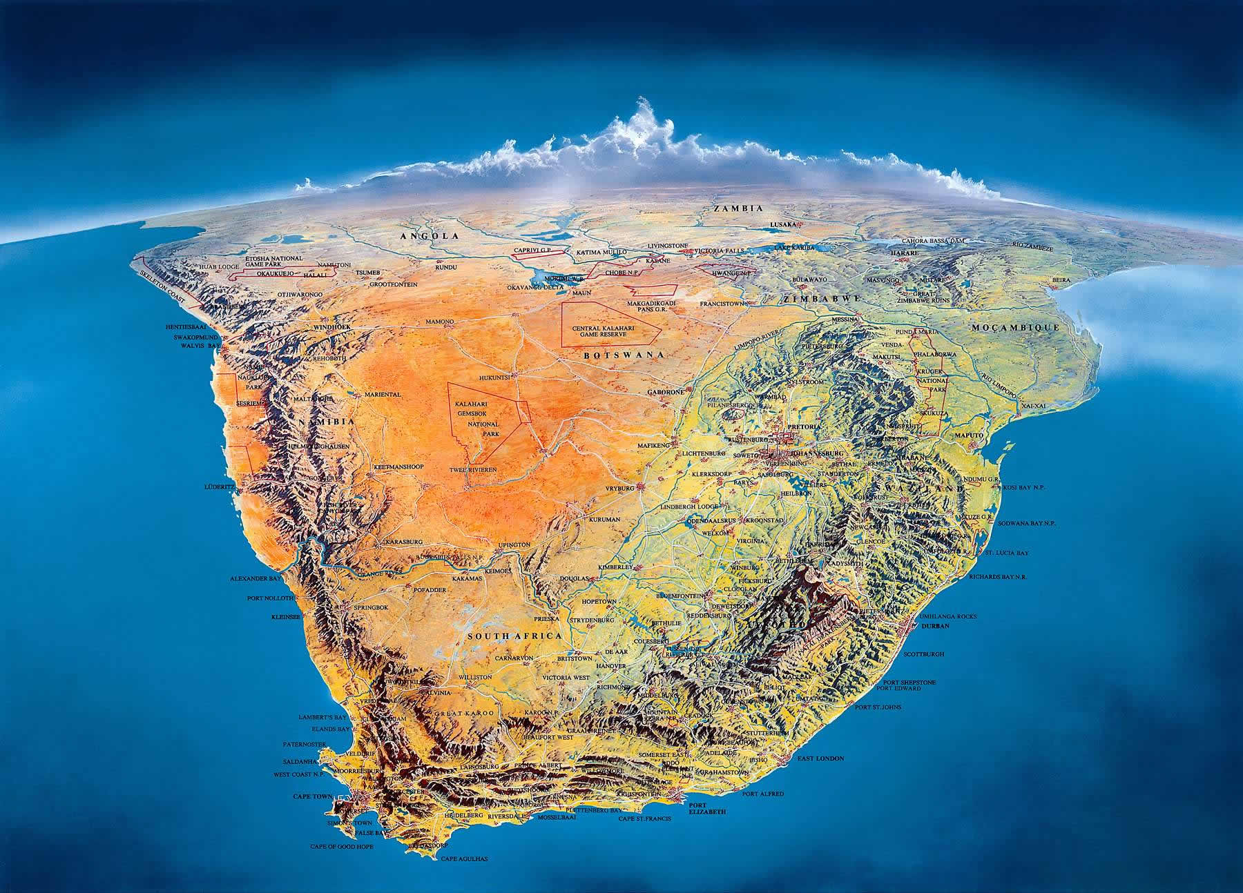 Detailed Map of South Africa, its Provinces and its Major Cities.
